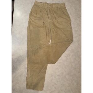 Lands End Corduroy Pants Mens 32x31 Traditional Fit Pleated Cuffed Classic Cream